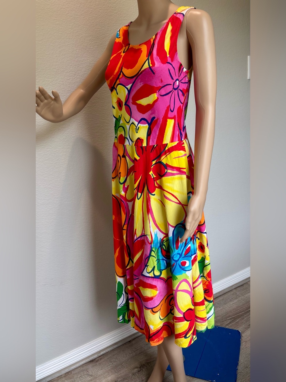 Jams World Multicolor Floral Midi Dress in Yellow, Pink, Blue, Green - Picture 5 of 14